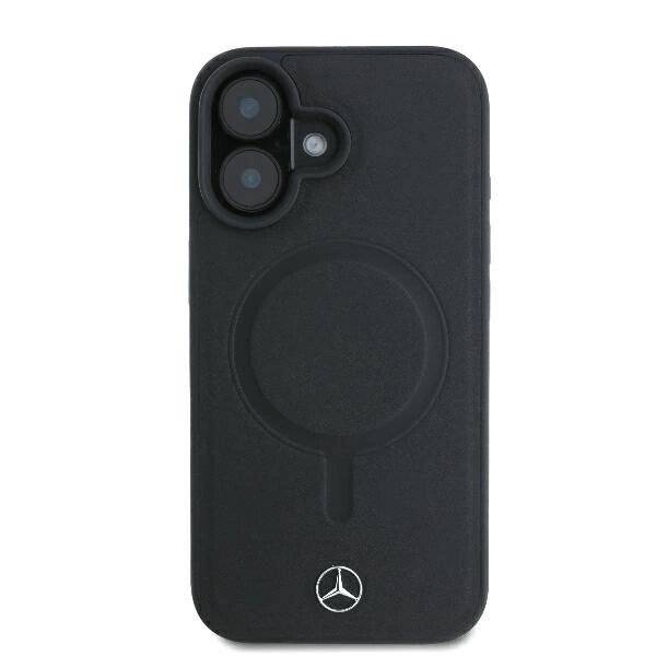 Mercedes Smooth Leather MagSafe Hülle iPhone 16 Plus – Schwarz