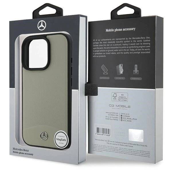 Mercedes MB MagSafe-Hülle strukturiertem schlichtem Leder iPhone 16 Pro Max – Beige
