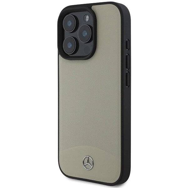 Mercedes MB MagSafe-Hülle strukturiertem schlichtem Leder iPhone 16 Pro Max – Beige