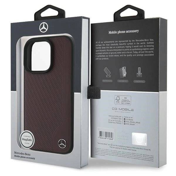 Mercedes MB Wood Kunstleder MagSafe Hülle iPhone 16 Pro Max - rot