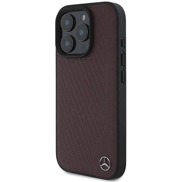 Mercedes MB Wood Kunstleder MagSafe Hülle iPhone 16 Pro Max - rot