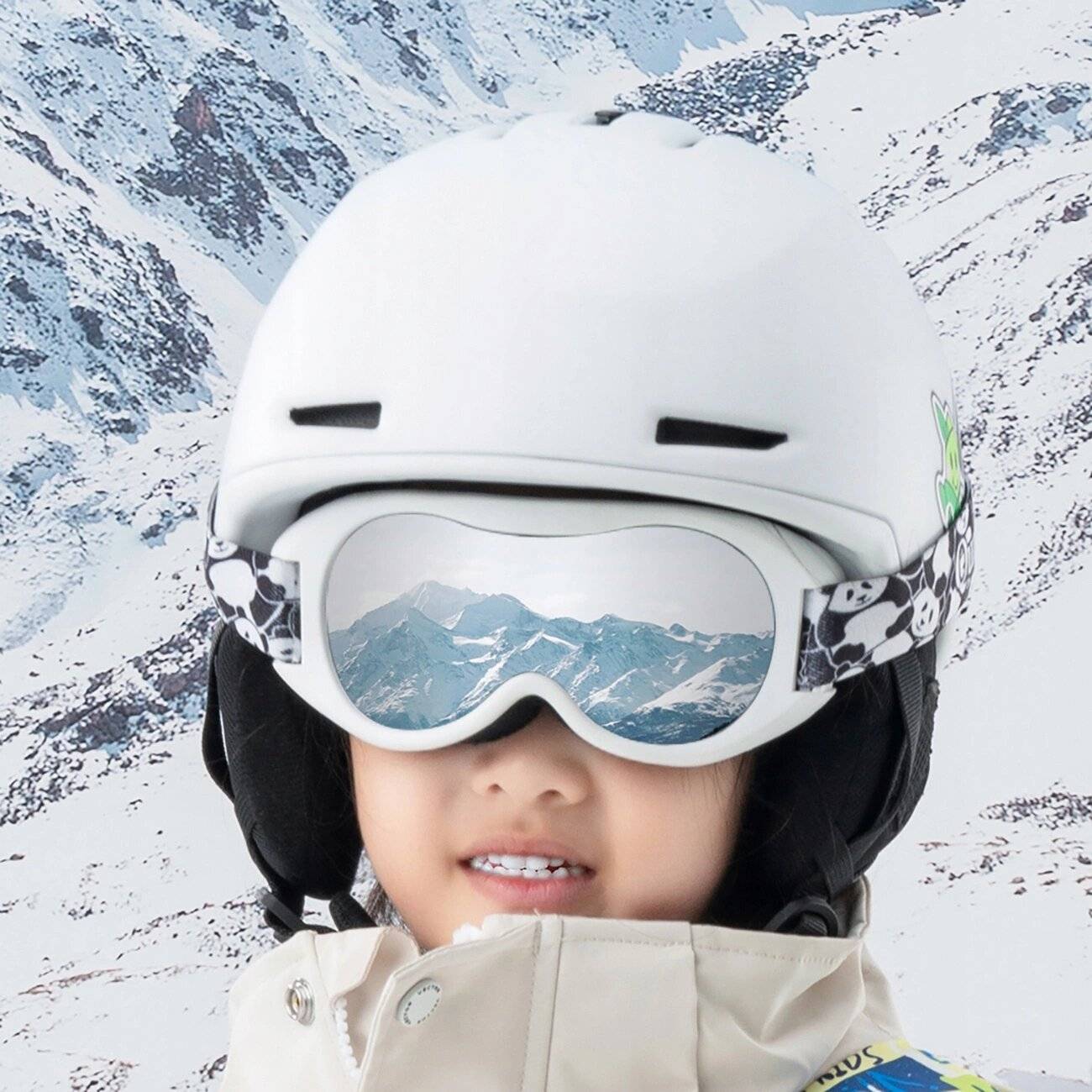 Qunature Panda Kinderskibrille - Schwarz/Weiß
