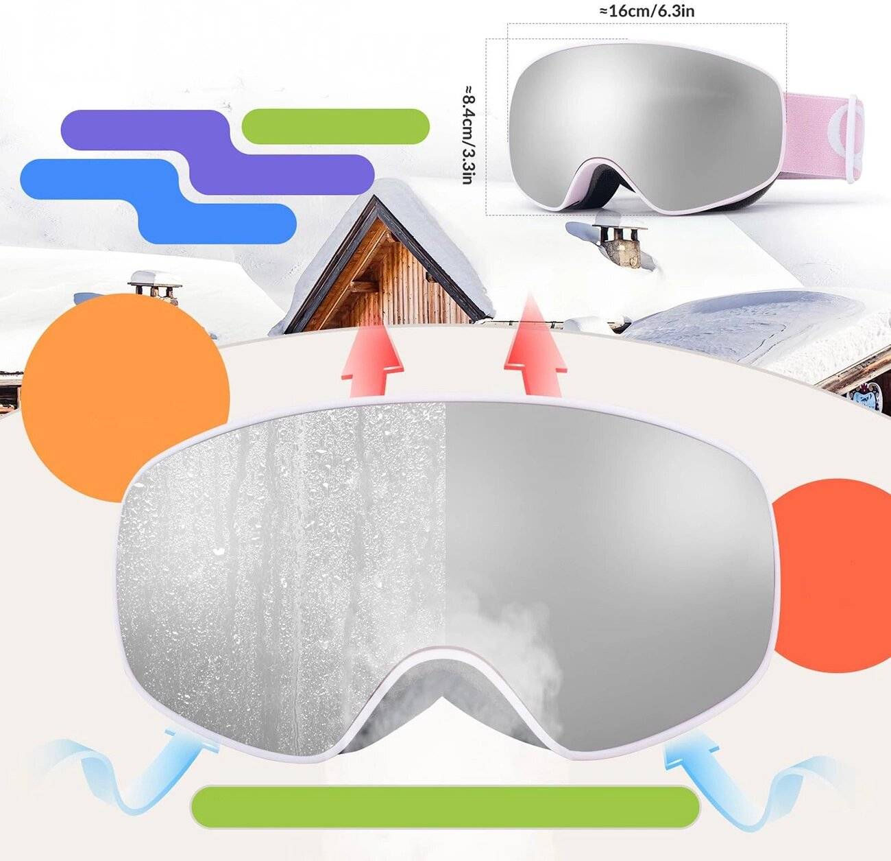 Qunature Pink Kinder-Skibrille mittlere/große Kinderversion