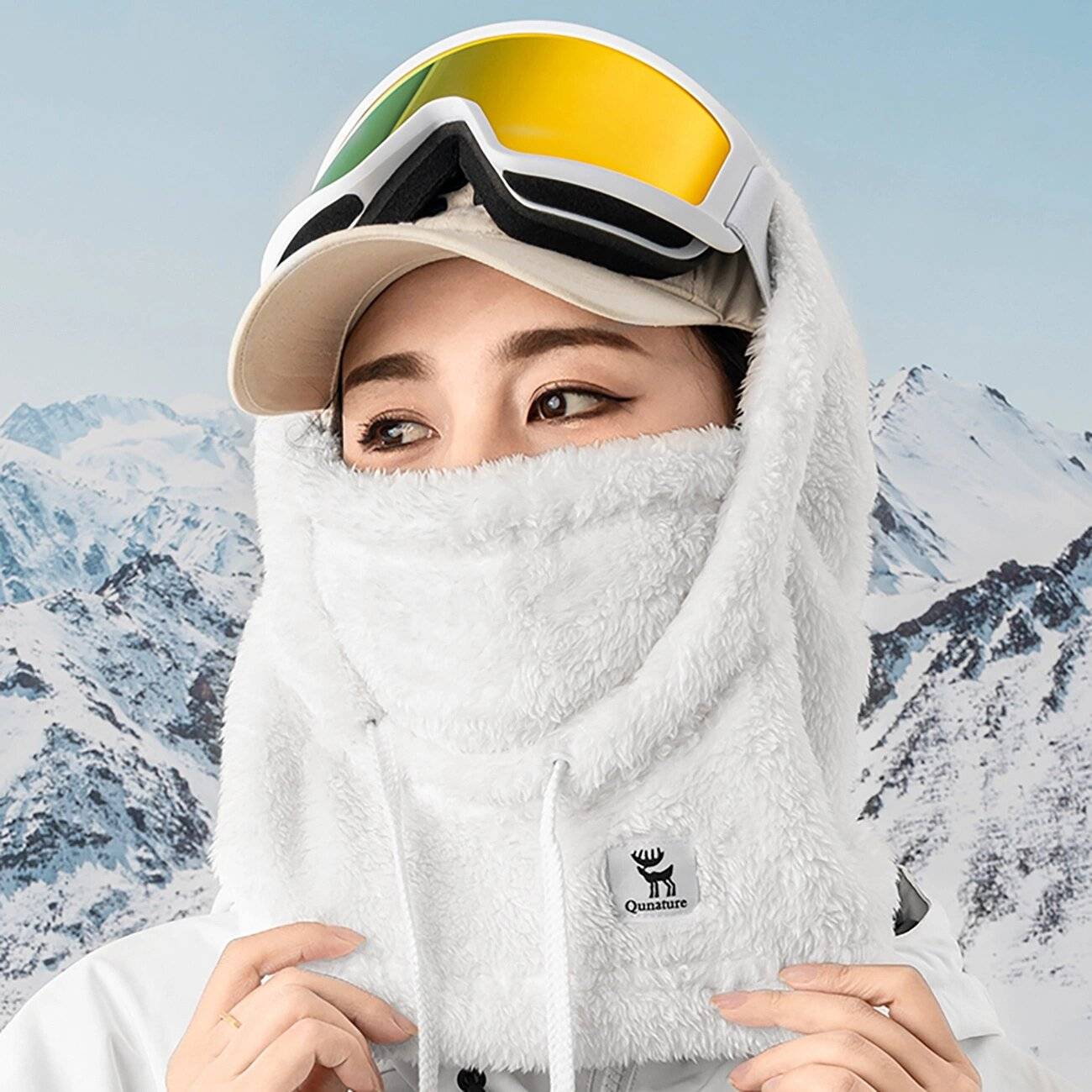 Qunature Arctic Velvet Ski-Sturmhaube Größe M – weiß