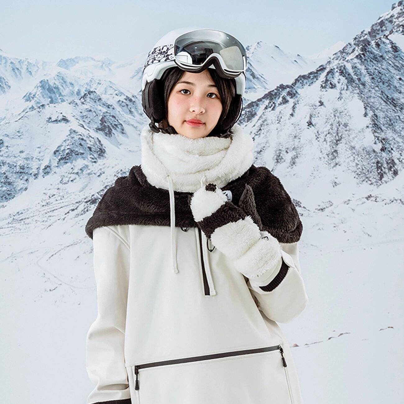 Qunature Panda Ski-Sturmhaube Kinder/Erwachsene, Größe M – Schwarz/Weiß