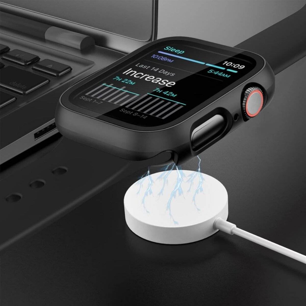 Tech-Protect Defense360 gehärtetes Glasgehäuse Apple Watch 10 42 mm – Schwarz