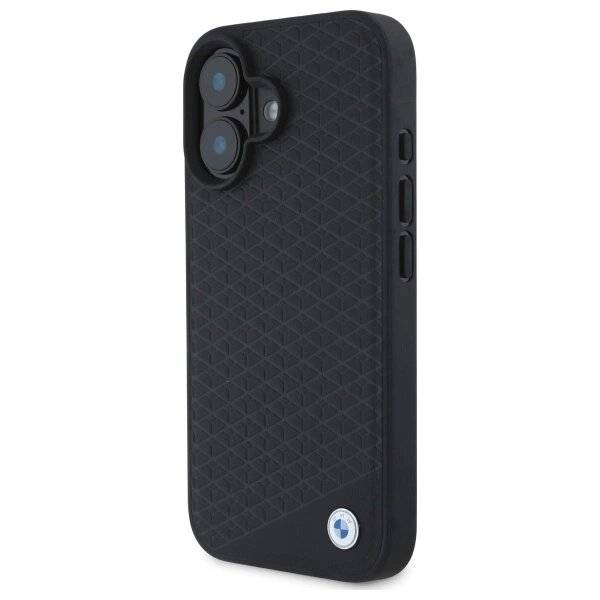 BMW Sign Leather Diamond Metal Logo MagSafe-Hülle iPhone 16 – Schwarz