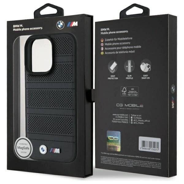 BMW M Perforated And Stitched Line MagSafe-Hülle iPhone 16 Pro Max – Schwarz