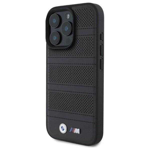 BMW M Perforated And Stitched Line MagSafe-Hülle iPhone 16 Pro Max – Schwarz