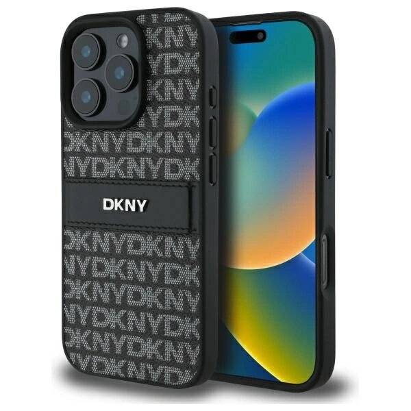 DKNY Texture Pattern Tonal Stripe Hülle iPhone 16 Pro Max – Schwarz