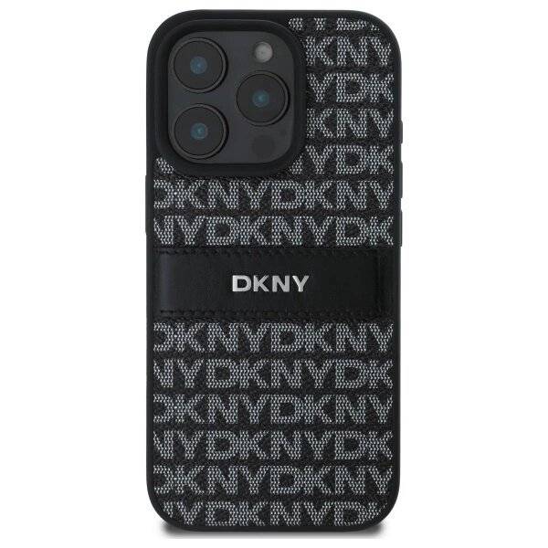 DKNY Texture Pattern Tonal Stripe Hülle iPhone 16 Pro – Schwarz