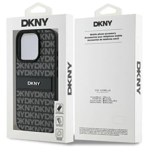 DKNY Texture Pattern Tonal Stripe Hülle iPhone 16 Pro – Schwarz