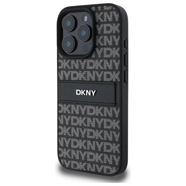 DKNY Texture Pattern Tonal Stripe Hülle iPhone 16 Pro – Schwarz