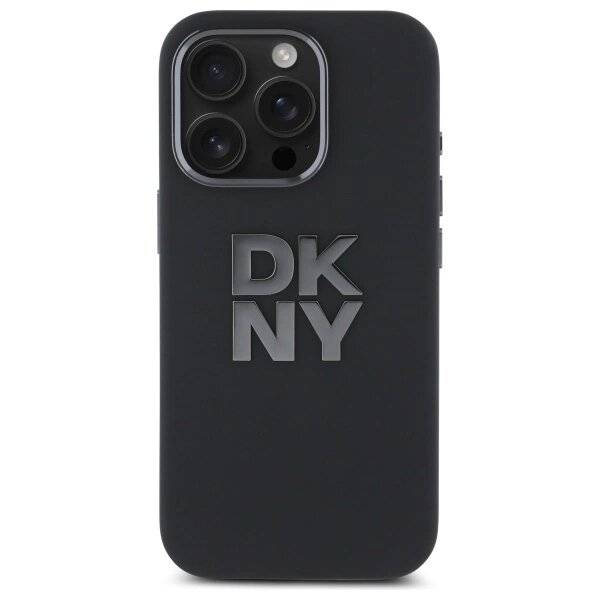 DKNY Liquid Silicone Metal Logo Hülle iPhone 16 Pro Max – Schwarz