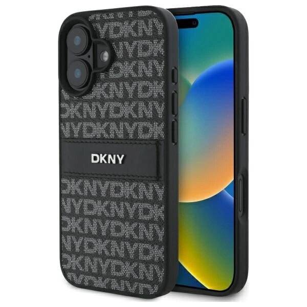 DKNY Texture Pattern Tonal Stripe Hülle iPhone 16 – Schwarz