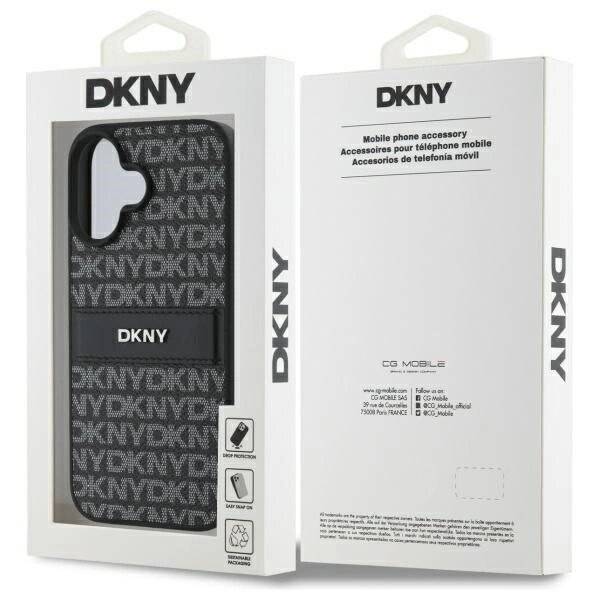 DKNY Texture Pattern Tonal Stripe Hülle iPhone 16 – Schwarz