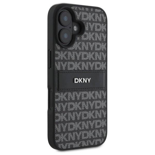 DKNY Texture Pattern Tonal Stripe Hülle iPhone 16 – Schwarz