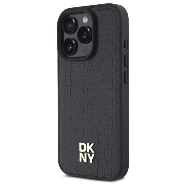 DKNY Repeat Pattern Stack Logo MagSafe-Hülle iPhone 16 Pro – Schwarz