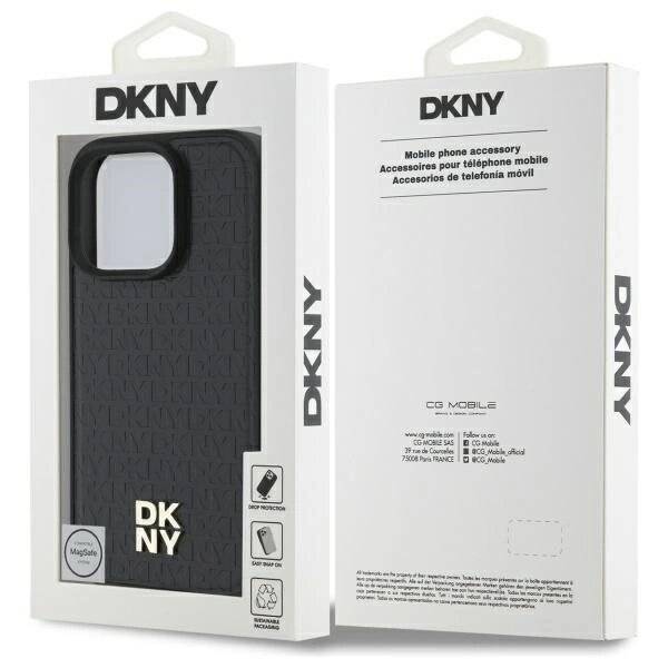 DKNY Repeat Pattern Stack Logo MagSafe-Hülle iPhone 16 Pro – Schwarz