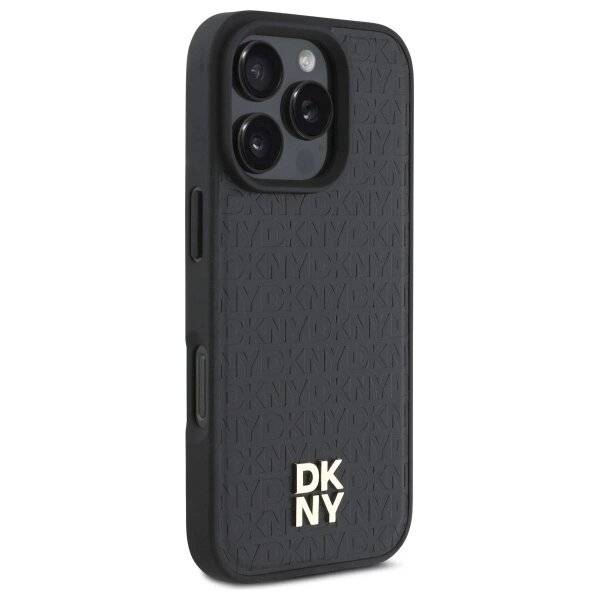 DKNY Repeat Pattern Stack Logo MagSafe-Hülle iPhone 16 Pro – Schwarz