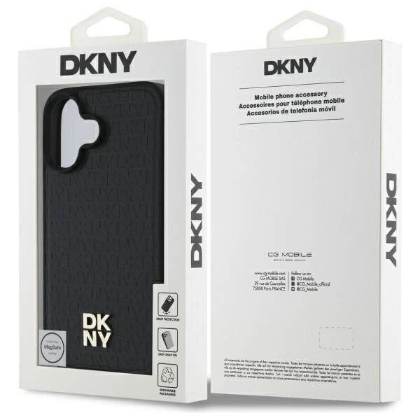 DKNY Repeat Pattern Stack Logo MagSafe iPhone 16 Hülle – Schwarz