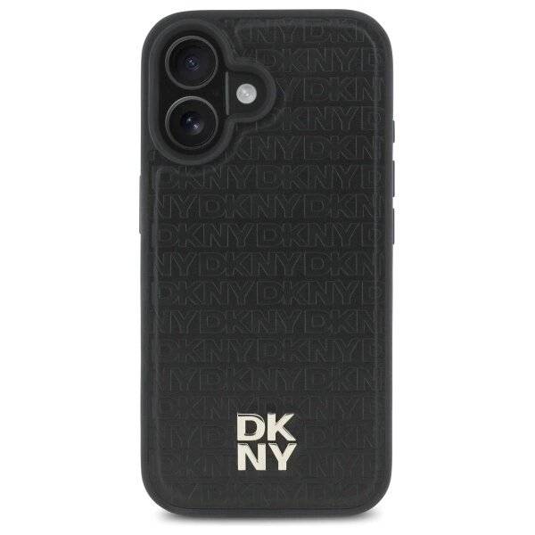 DKNY Repeat Pattern Stack Logo MagSafe iPhone 16 Hülle – Schwarz