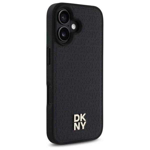 DKNY Repeat Pattern Stack Logo MagSafe iPhone 16 Hülle – Schwarz