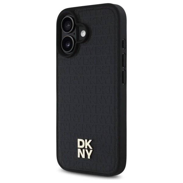 DKNY Repeat Pattern Stack Logo MagSafe iPhone 16 Hülle – Schwarz