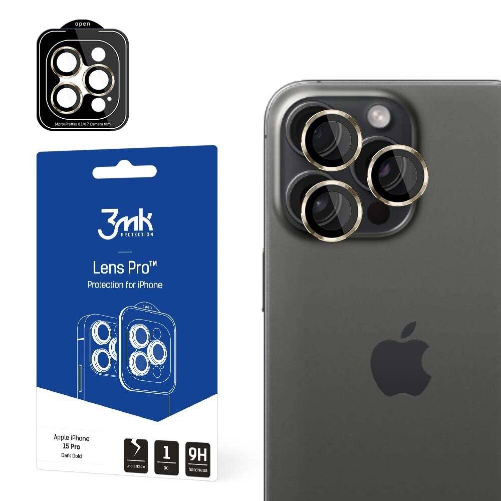 3mk Lens Protection Pro Kameraabdeckung goldenem Rahmen iPhone 15