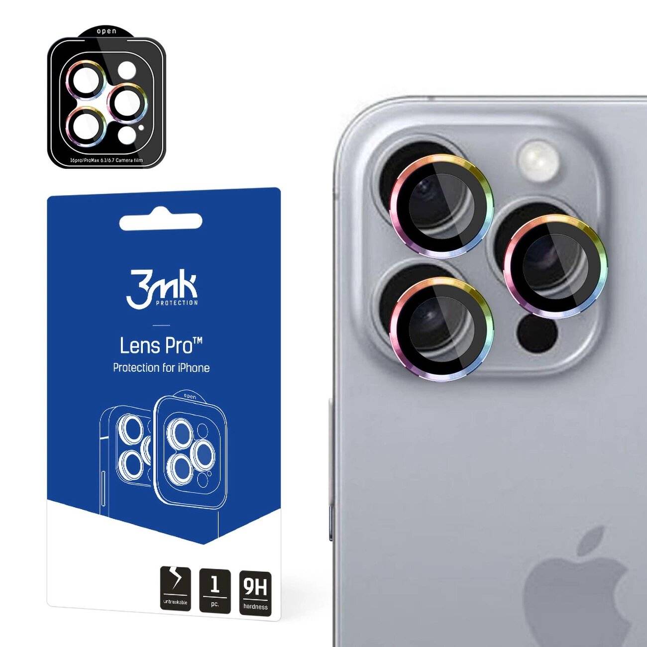 3mk Lens Protection Pro Kameraabdeckung schillerndem Rahmen iPhone 16 /16 Max