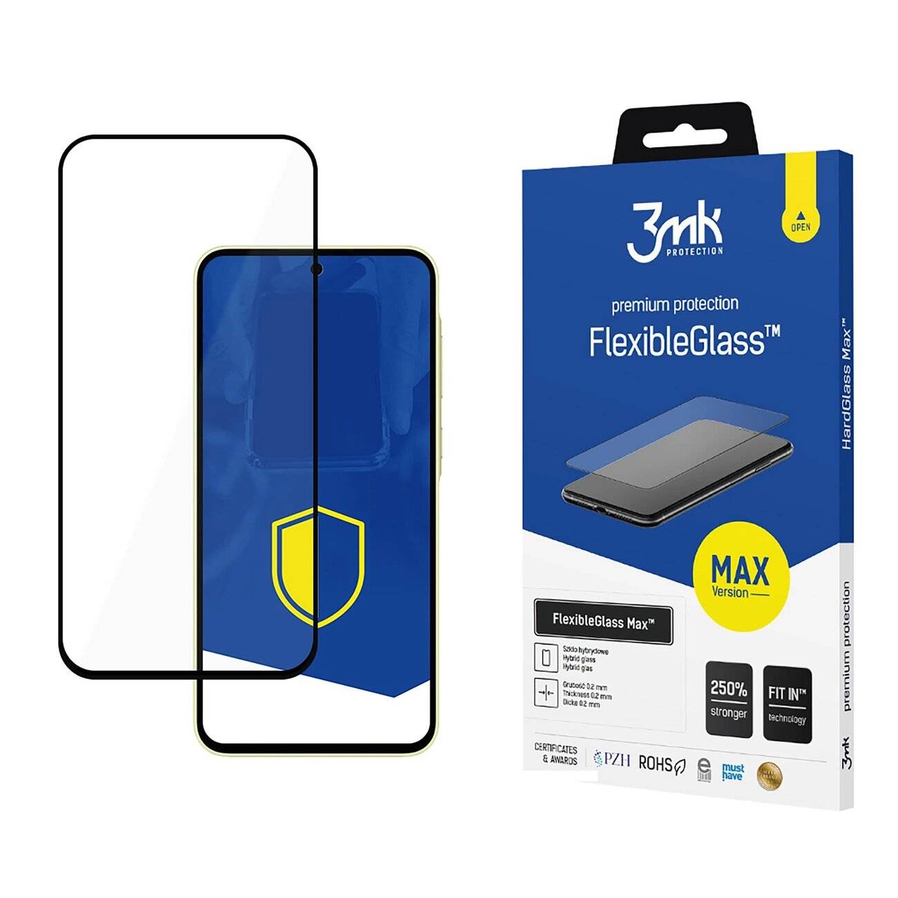 3mk FlexibleGlass Max Schwarzes gehärtetes Glas Samsung Galaxy A35 5G