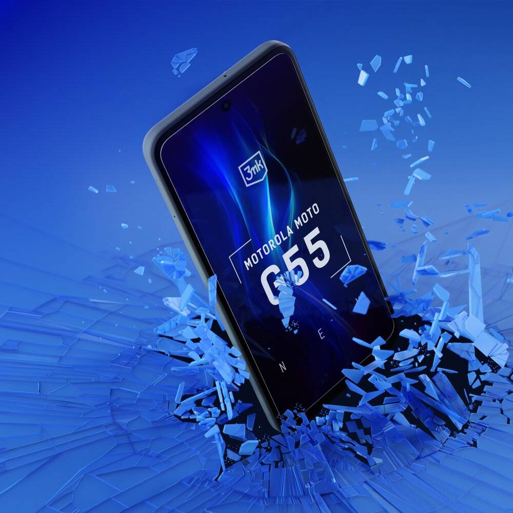 Smartphone-Bildschirm zeigt „3m, Motorola Moto G55