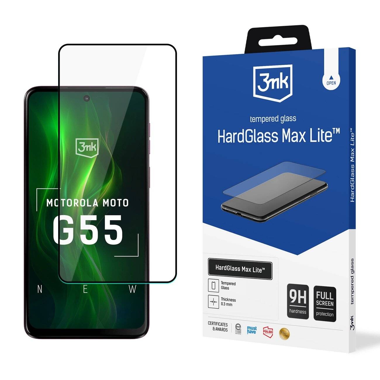 3mk HardGlass Max Lite Schwarz gehärtetes Glas Motorola Moto G55 5G