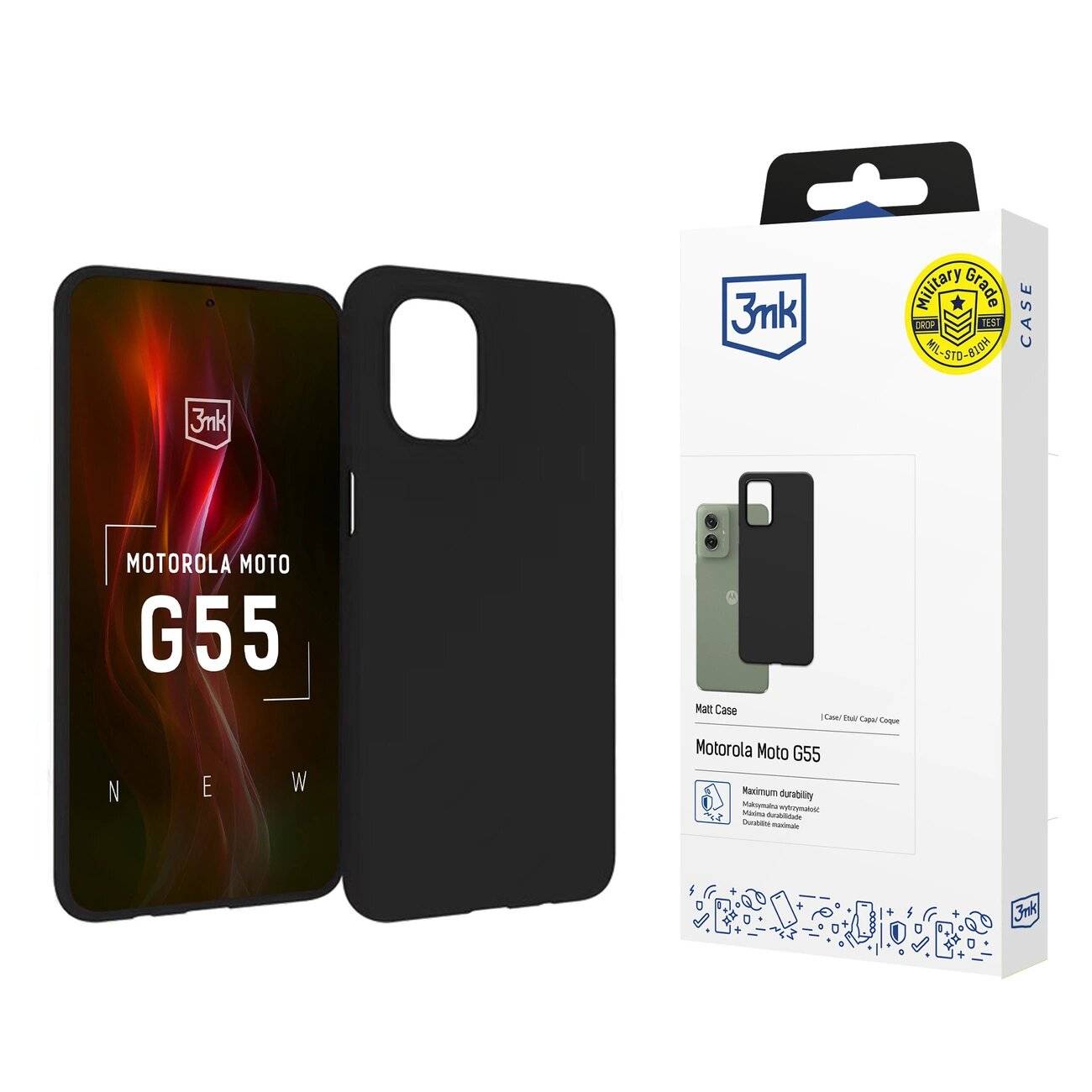 3mk Matt Hülle Motorola Moto G55 5G - Schwarz