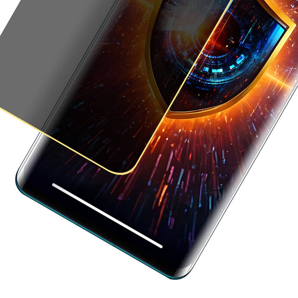 Ein Smartphone mit einem auf dem Bildschirm angezeigten leuchtenden digitalen Schild, das Sicherheit und Schutz durch Technologie symbolisiert.