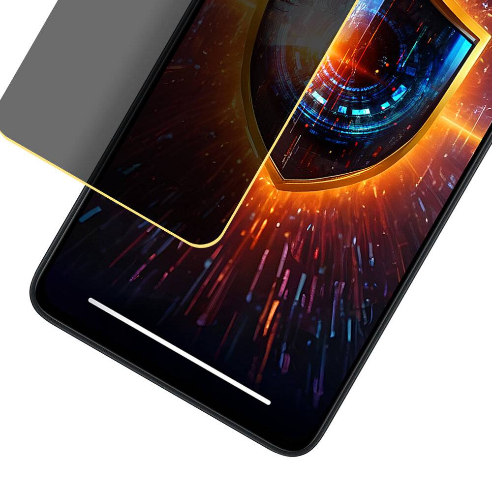 Ein Smartphone mit einem Datenschutzbildschirm, auf dem ein digitales Schutzschild angezeigt wird, das auf die Sicherheit oder den Schutz von Daten auf dem Gerät hindeutet.