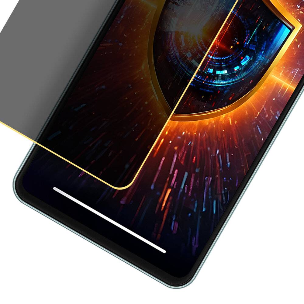 Smartphone mit leuchtender digitaler Sicherheitsschild-Symbol auf dem Bildschirm, das Schutz oder Cybersicherheit andeutet.