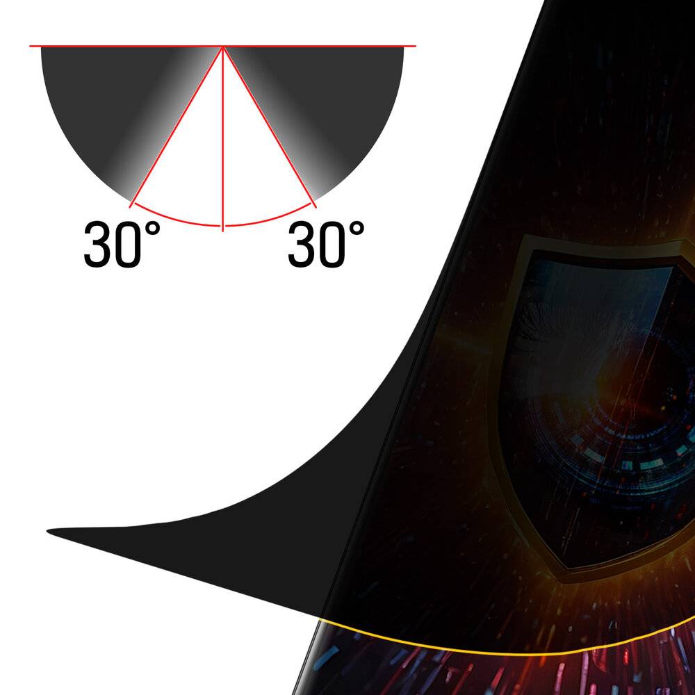 Das Bild zeigt eine geometrische Form mit zwei 30-Grad-Winkeln, die einem Kegelschnitt ähnelt. Eine schildförmige Grafik ist teilweise auf der rechten Seite sichtbar.