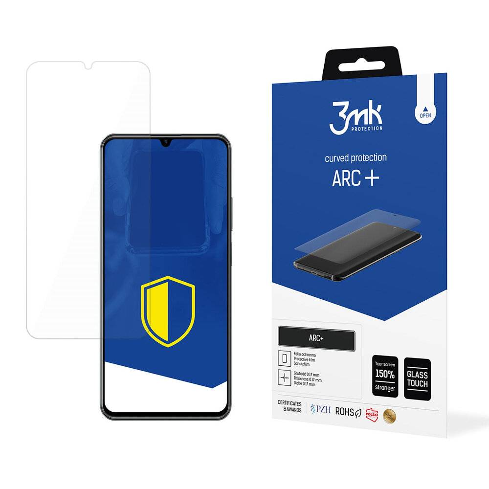 3mk Protection ARC+' Displayschutzfolie für Smartphones mit gebogener Oberfläche, 150 % stärkeres Glas mit Touchempfindlichkeit, CE-zertifiziert.