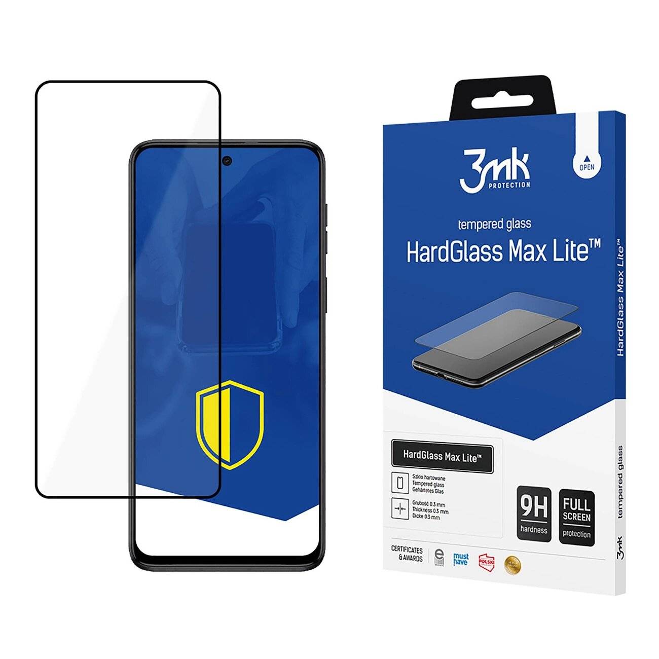 3mk HardGlass Max Lite gehärtetes Glas schwarzem Rahmen Motorola Moto G54 / Power Edition
