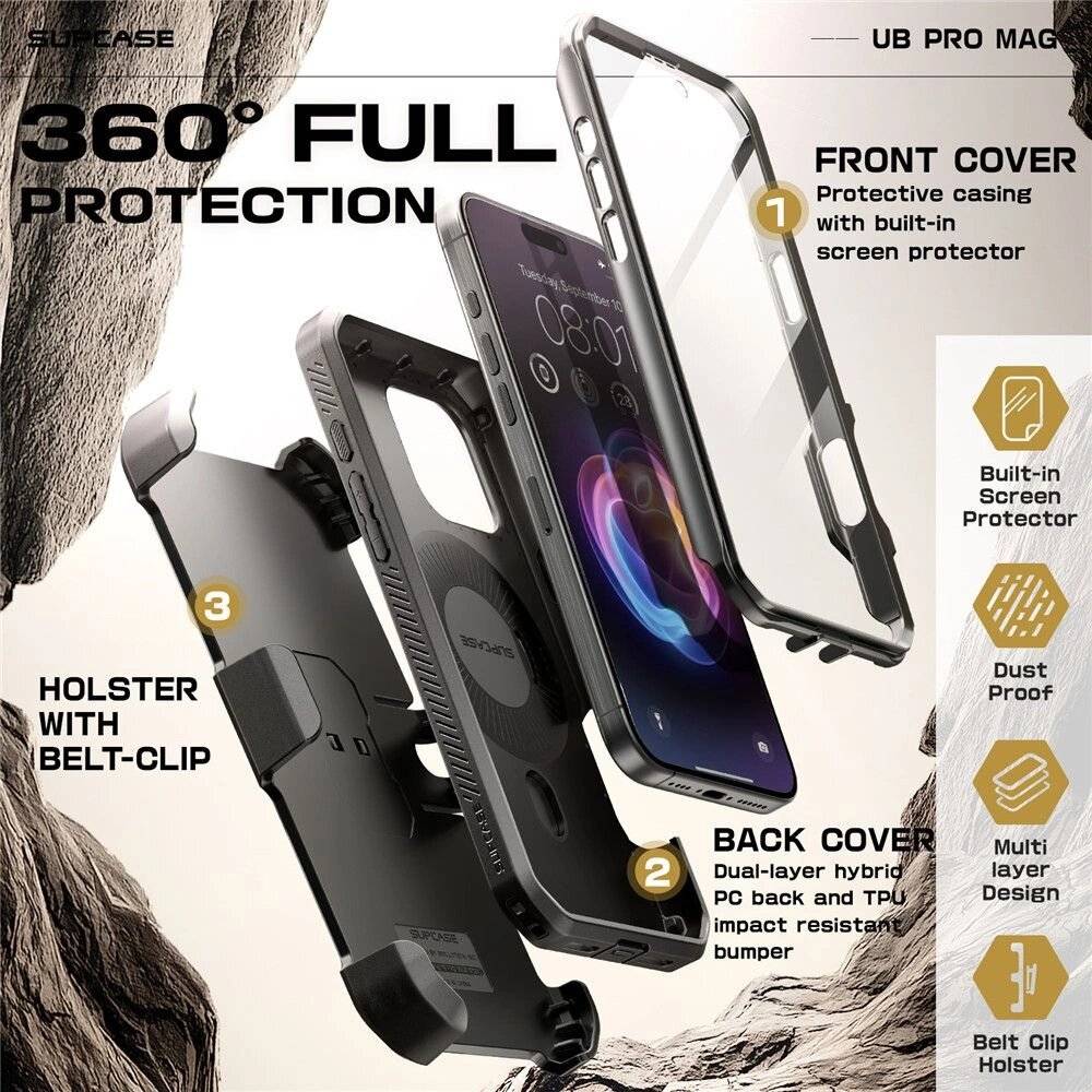 Supcase UB Pro Mag MagSafe Hülle iPhone 16 Max - schwarz
