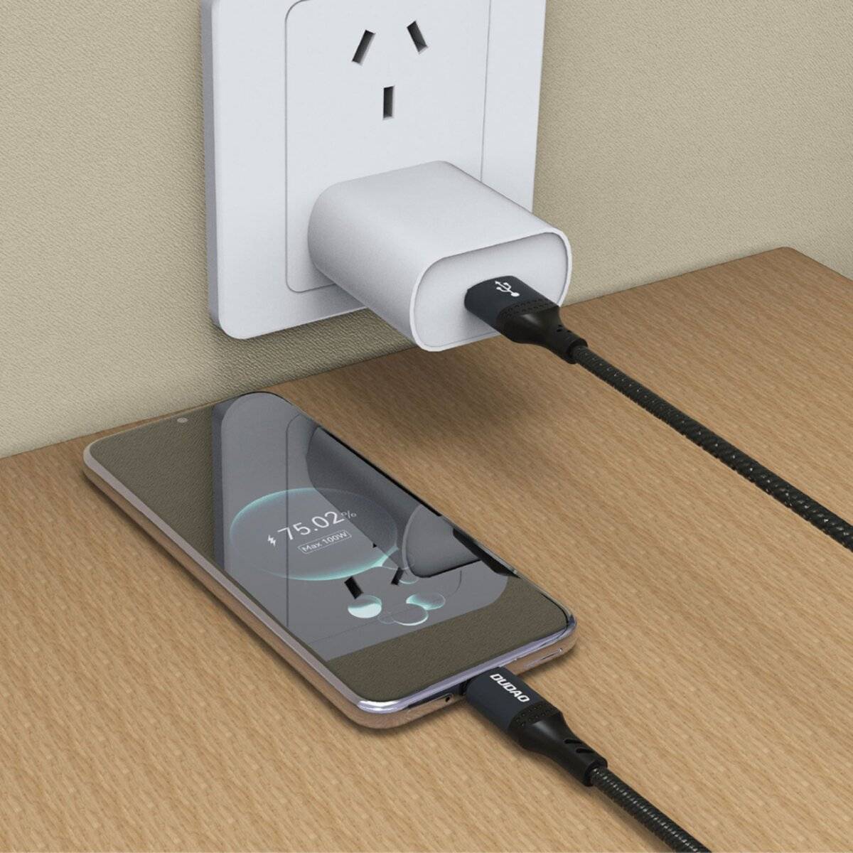 Dudao L3ST USB-A – USB-C 5A Kabel 1,2 m geflochten – Schwarz