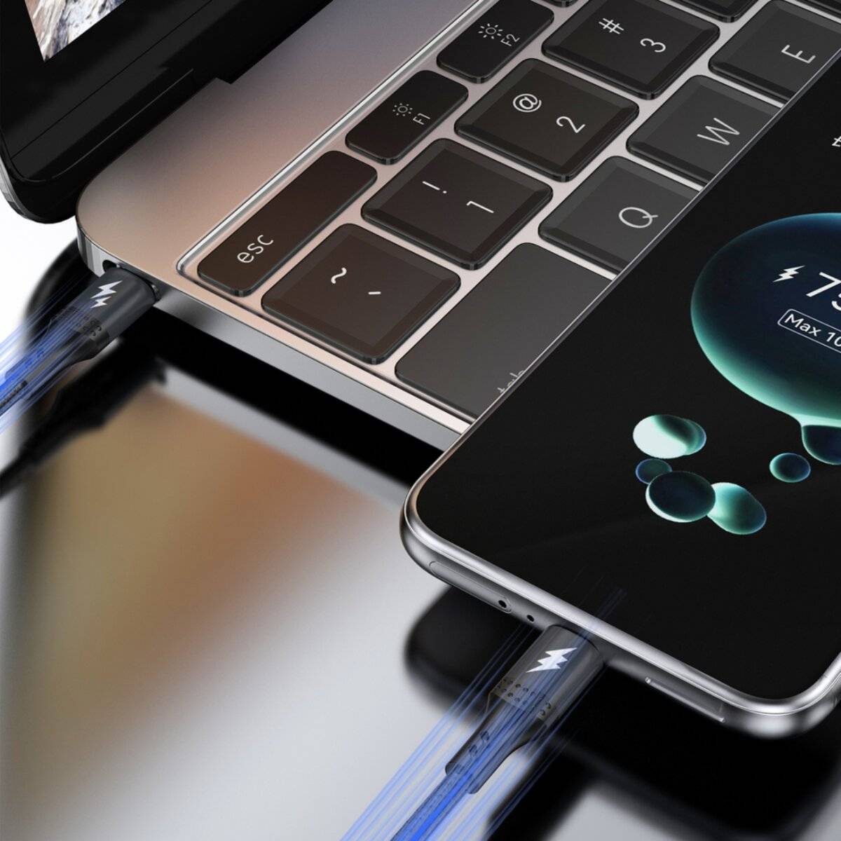 Dudao L3CC USB-C zu USB-C 60W Geflochtenes Kabel 1,2 m Schwarz