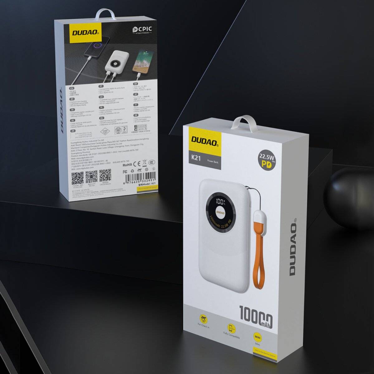 Dudao K21 Mini Powerbank 10000 mAh 22,5 W USB-A/USB-C – Beige