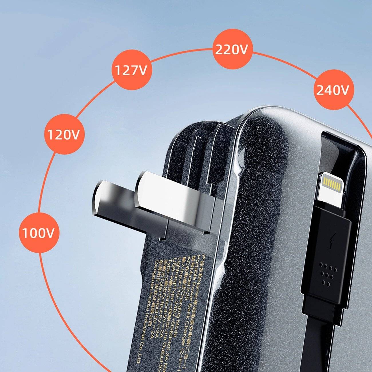 Dudao K25 2in1 10000 mAh Powerbank-Ladegerät 3 Steckern – Grau