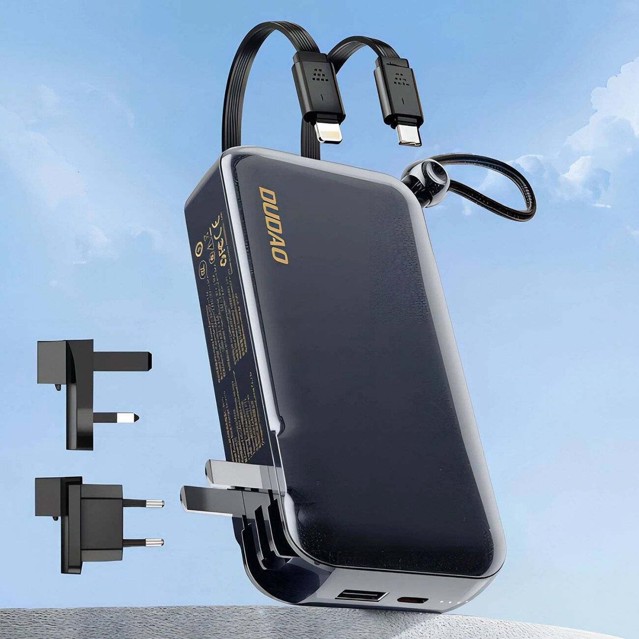 Dudao K25 2in1 10000 mAh Powerbank-Ladegerät 3 Steckern – Grau