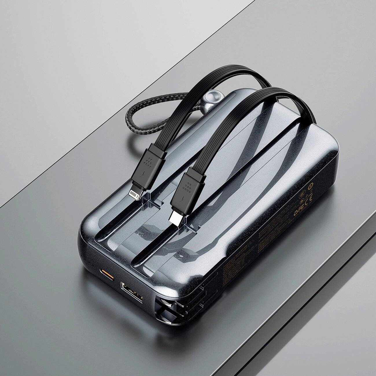 Dudao K25 2in1 10000 mAh Powerbank-Ladegerät 3 Steckern – Grau