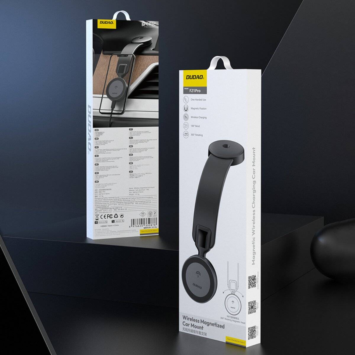 Dudao F21 Pro 15W MagSafe induktives Autoladegerät – Schwarz