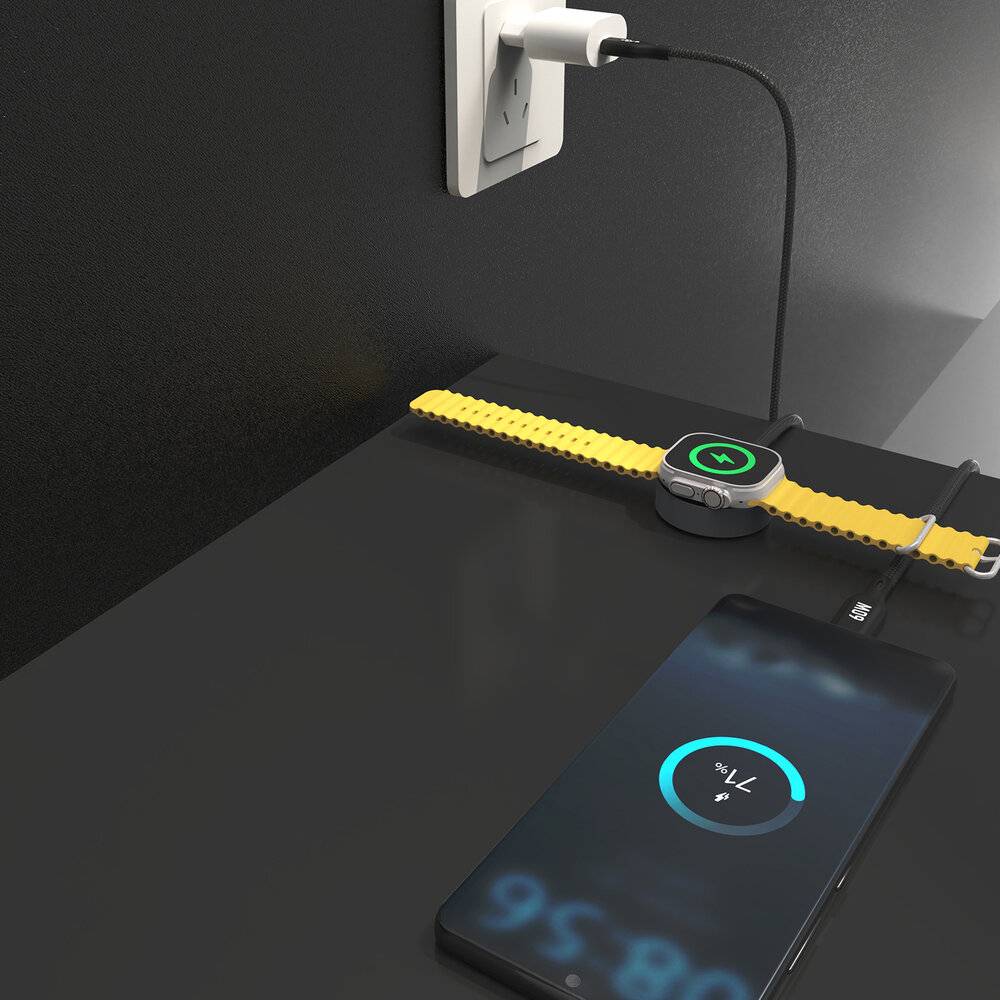 Dudao A12MaxC PD60W 2-in-1-Ladegerät Apple Watch / USB-C – Schwarz