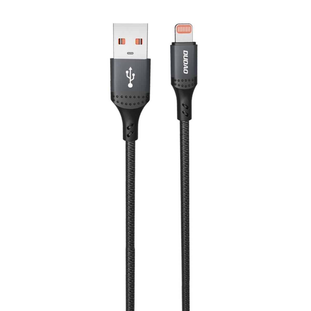 Dudao 3A 30W L3SL USB-A – Kompatibel mit iPhone (Kabel) geflochten 1,2 m – Schwarz